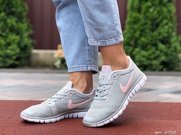 р.36  Женские кроссовки Nike Free Run 3.0 серо/розовые 