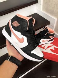 р.37, 41  Стильные кроссовки Nike Air Jordan черно/бело/розовые /