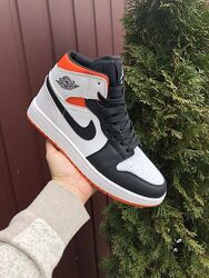 р.41-45 Мужские кроссовки Nike Air Jordan черно/бело/оранжевые KS 11052