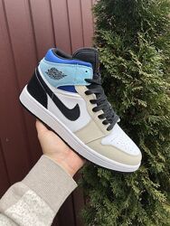 р.42-45   Мужские кроссовки Nike Air Jordan бежево/бело/синие  KS 11055