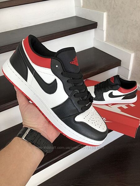 р.44  Мужские кроссовки Nike Air Jordan 1 Low бело/черно/красные 