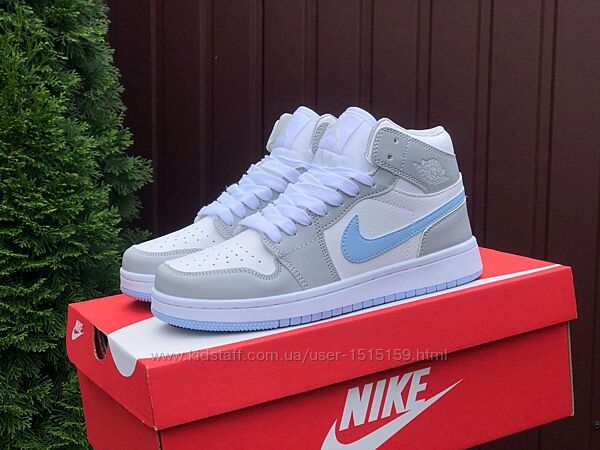 р.36  Кроссовки Nike Air Jordan серо/бело/голубые 