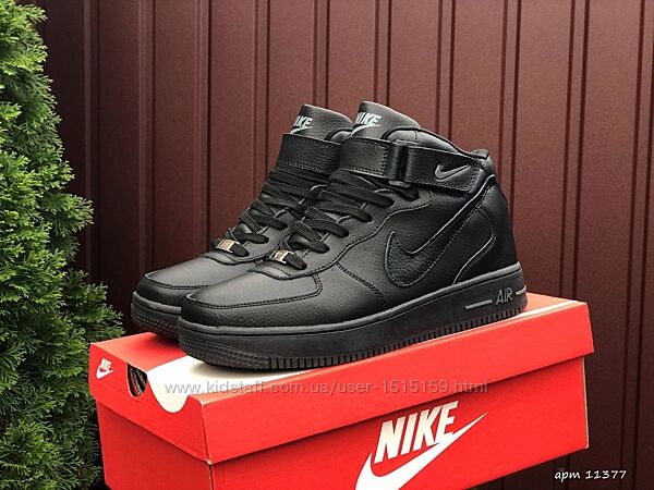 р.45  Зимние мужские кроссовки Nike Air Force черные 