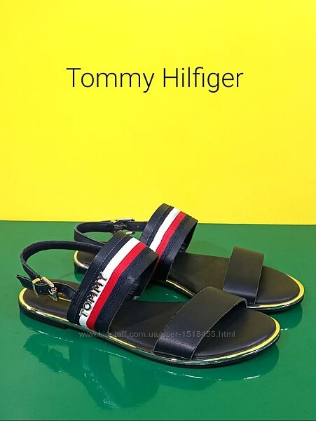 Кожаные женские сандалии Tommy Hilfiger Flat Corporate Ribbon Оригинал