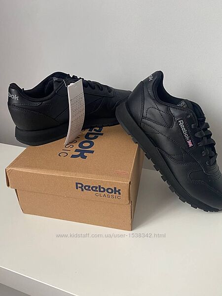 Оригінал кросівки reebok classic leather black 3912