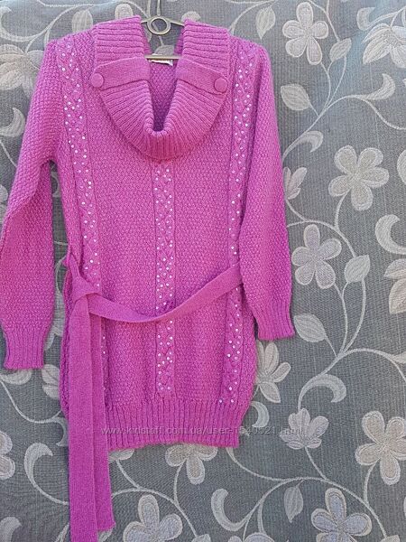 Жіночий светр туніка в&acuteязаний рожевий 