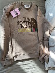 Женская коричневая бежевая толстовка свитшот Gucci The North Face