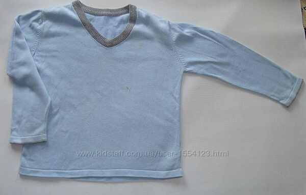 Свитер с V образным вырезом пуловер 122 см. 6-7 лет голубой Marcks&Spenser 