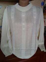 Белый нарядный акриловый свитерок джемпер с люрексной нитью 48-50р