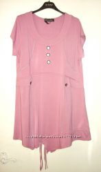Чудесное платье розовое женске трикотажное хлопок короткий рукав р52 лето