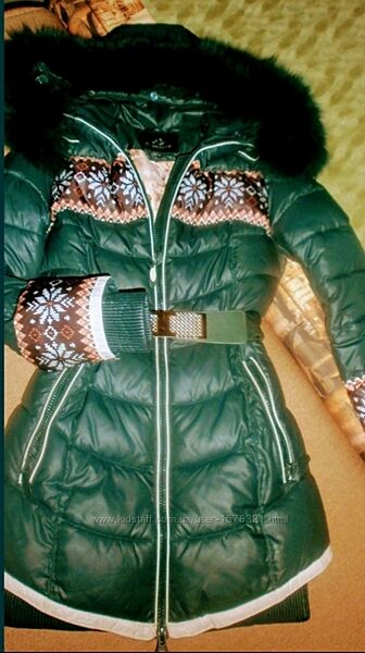 Продам фирменное пальто пуховик зимний изумрудное 42р