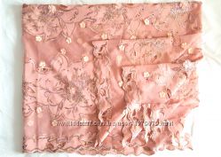 Шикарная ткань на платье женский костюм розовый крем пудра сетка шёлк