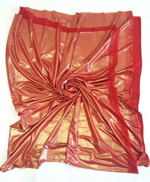Ткань материал трикотин вишнёвый красный перламутр золотистый отрез 