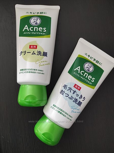 пенка и скраб для проблемной кожи лица Rohto Acnes cream face wash 