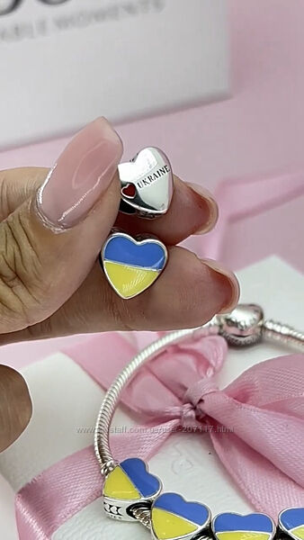 Срібний шарм намистина Любов до України