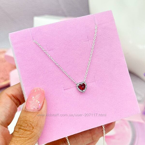 Срібне намисто Червоне серце