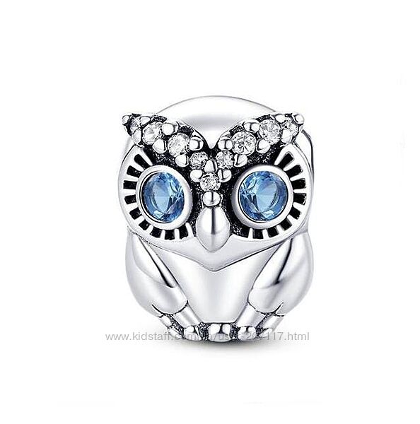 Срібний шарм для браслету пандора мудра сова