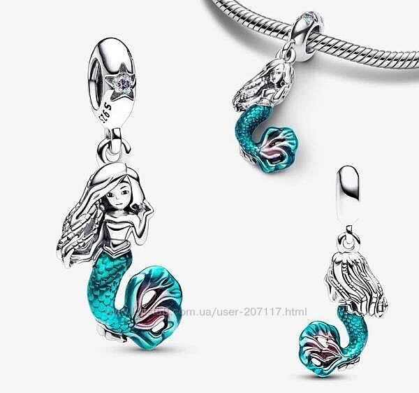 Срібний шарм для браслету пандора русалонька Дісней