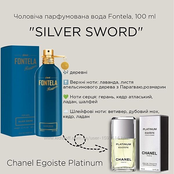 Парфюмированная стойкая мужская вода fontela  Silver Sword юнайс unice