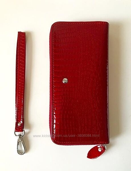 Жіночий гаманець-клатч / натуральна шкіра / колір червоний