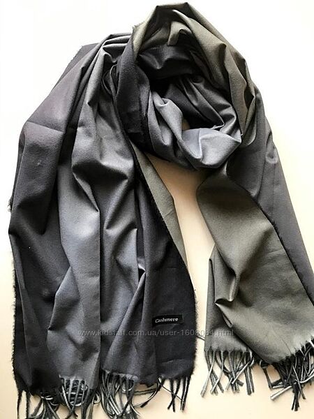 Двосторонній кашеміровий шарф Cashmere / градієнт / сірий, темно-сірий