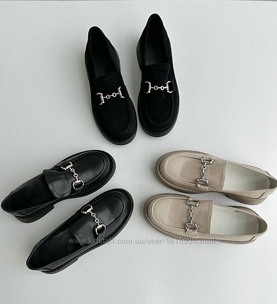 Жіночі туфлі лофери натуральна шкіра/замш 36-40