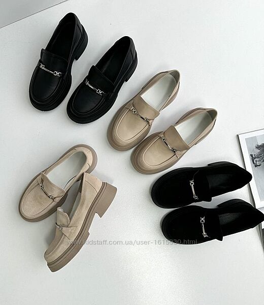 Жіночі туфлі лофери натуральна шкіра/замш 36-40