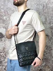 Комплект Guess футболка бежева месенджер чорний великий