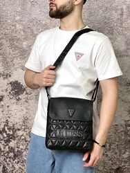 Комплект Guess футболка біла месенджер чорний великий