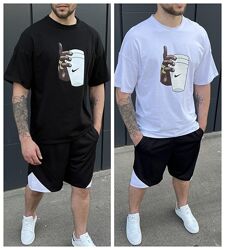 Чоловічий літній комплект Nike Coffee Футболка Шорти