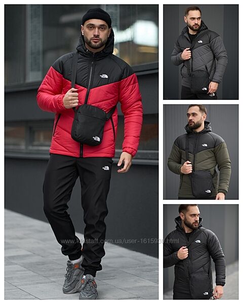 Чоловічий демісезонний комплект The North Face Куртка/Штани/Барсетка