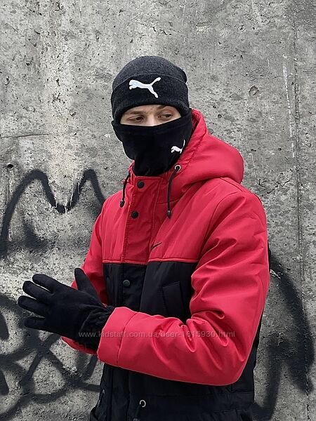 Комплект Puma Шапка/Баф/Рукавички Шапка: - Унісекс модель - Cклад: 50% вовна/50% акріл - Логотип вишит Баф: - Матеріал: фліс - Логотип - вишит - Розмір 23*25 см Рукавички: - Матеріал: фліс Розмір - універсальний