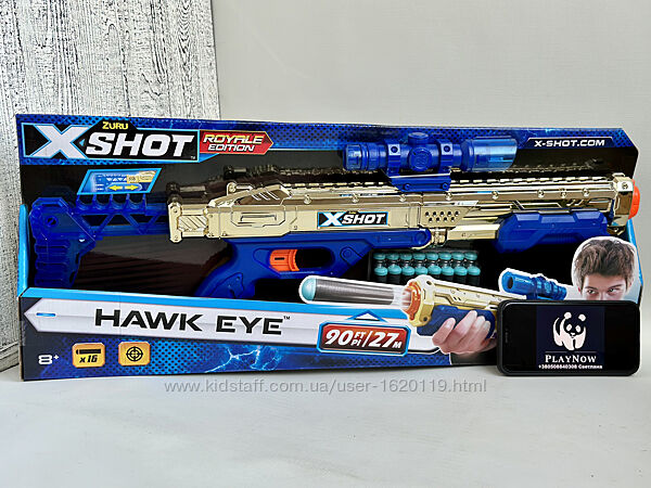 Акция Детский бластер с прицелом X-Shot Excel Hawk Eye винтовка, автомат .