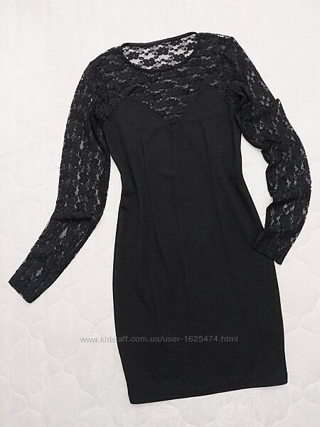 Чорна сукня футляр ажурні рукава та спина, S, 42-44, ginatricot