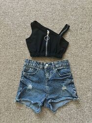 Топ та джинсові шорти для дівчинки розмір 146