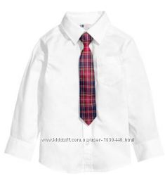 Нарядная хлопковая рубашка с галстуком H&M Размер 7-8 лет Рост 128 см