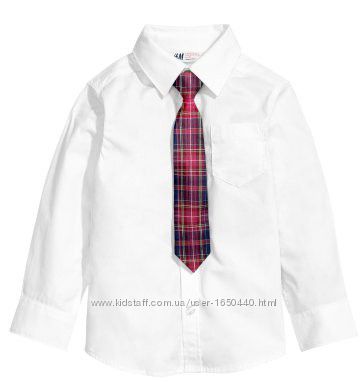 Нарядная хлопковая рубашка с галстуком H&M Размер 7-8 лет Рост 128 см