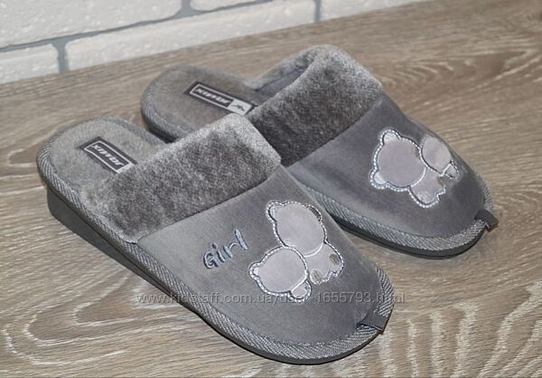 Жіночі кімнатні / домашні тапочки на танкетці сірі
