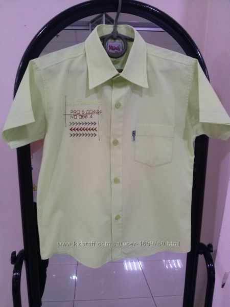 Рубашка школьная с коротким рукавом для мальчика 6 лет, ТМ WikiMiki Турция