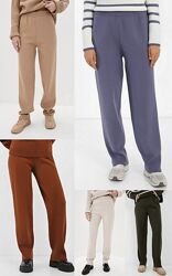 Однотонные демисезонные женские вязаные оверсайз штаны-брюки шерстяные