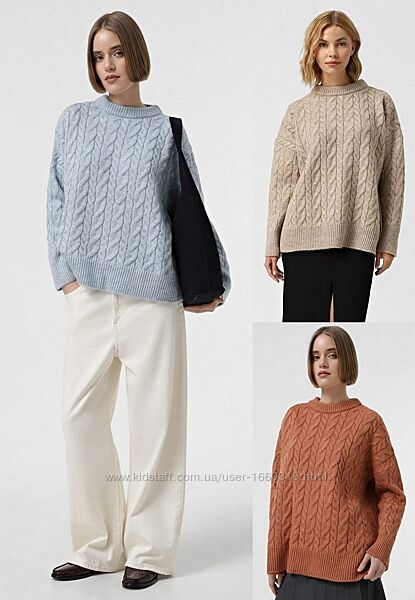 Зимний женский шерстяной свитер с широким горлом