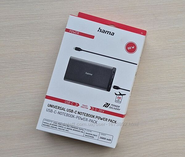Power bank умб hama 26800 mah 60bt pd