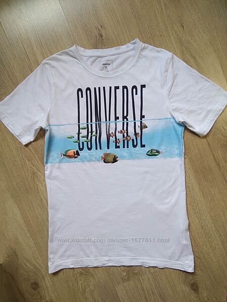 Біла бавовняна футболка converse з принтом/100 коттон/унісекс
