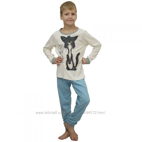 Детская хлопковая пижама  F. OXY для мальчиков и девочек с котиком