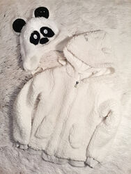 Комплект деми куртка меховушка шапка панда