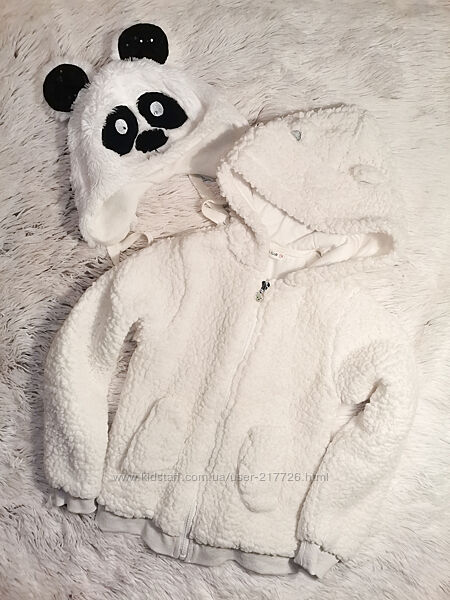 Комплект деми куртка меховушка шапка панда