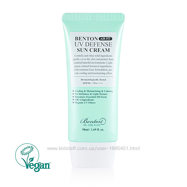 Benton Air Fit UV defense Sun Cream SPF50PA Легкий сонцезахисний крем 