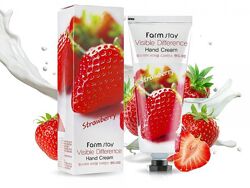 Крем для рук FarmStay Visible Difference Hand Cream Strawberry з полуницею 