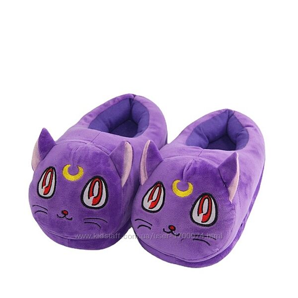 Плюшевые тапочки Кошка Сейлор Мун мягкие тапки игрушки плюшевые фиолетовые