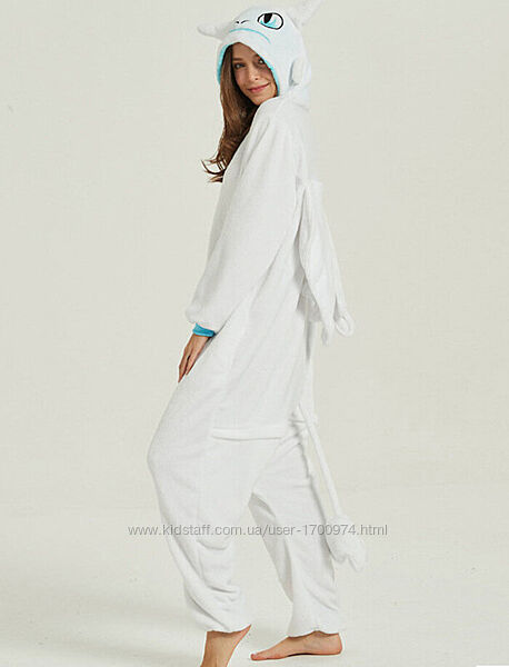 Пижама кигуруми белый Беззубик Дневная Фурия для девочки маличика унисекс